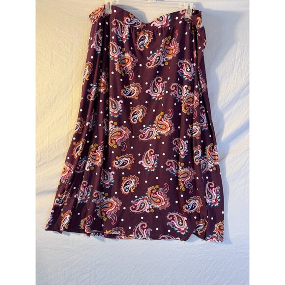 Terra & Sky Paisley Print Womens Plus Size 3X 24W 26W Maxi Long Skirt Purple - Picture 1 of 2